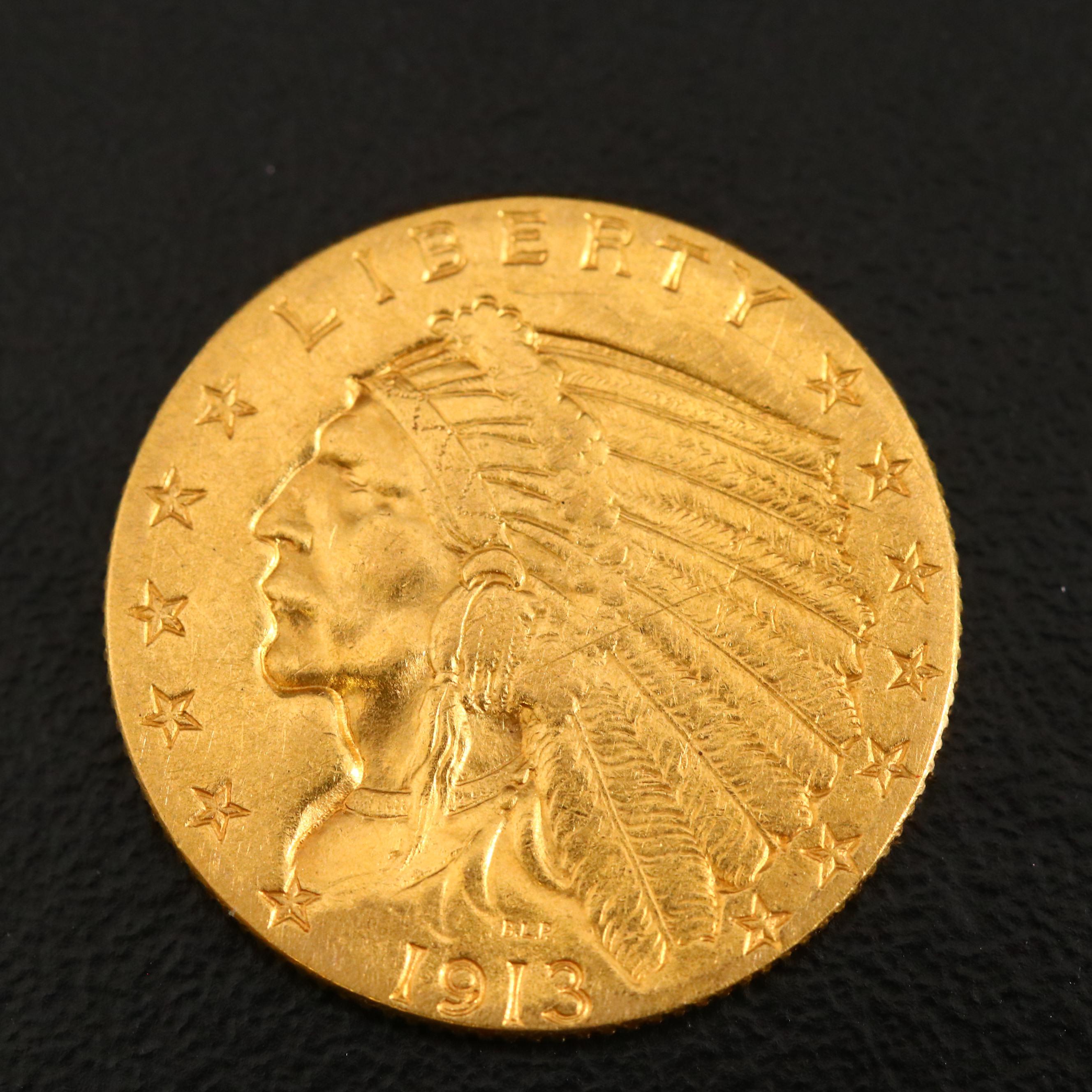 1913 Indian Head $2.50 Gold Quarter Eagle