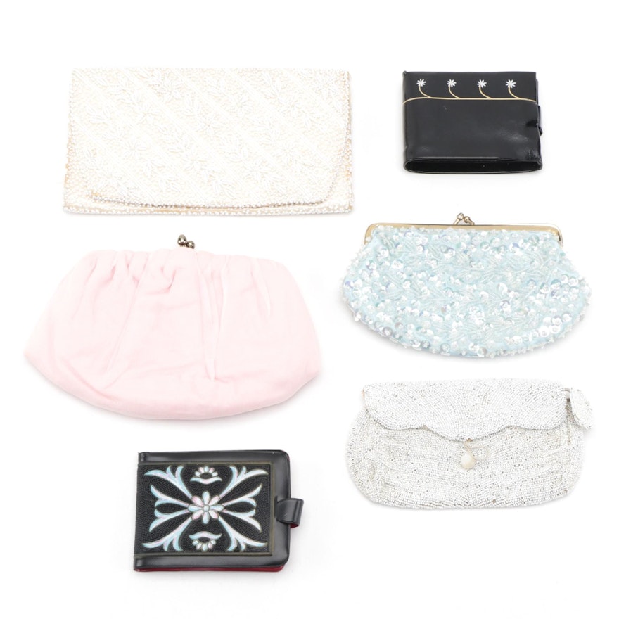 Harry Levine and Other Embellished and Chiffon Clutches with Floral Wallets