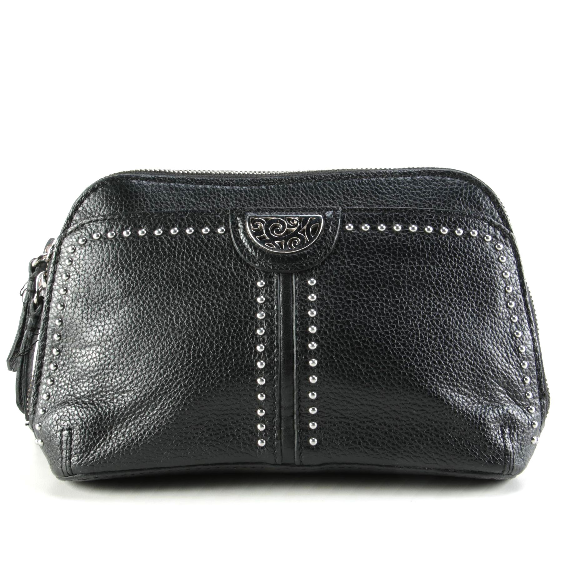 Brighton Pretty Tough Collection Black Leather Downtown Organizer Crossbody Bag