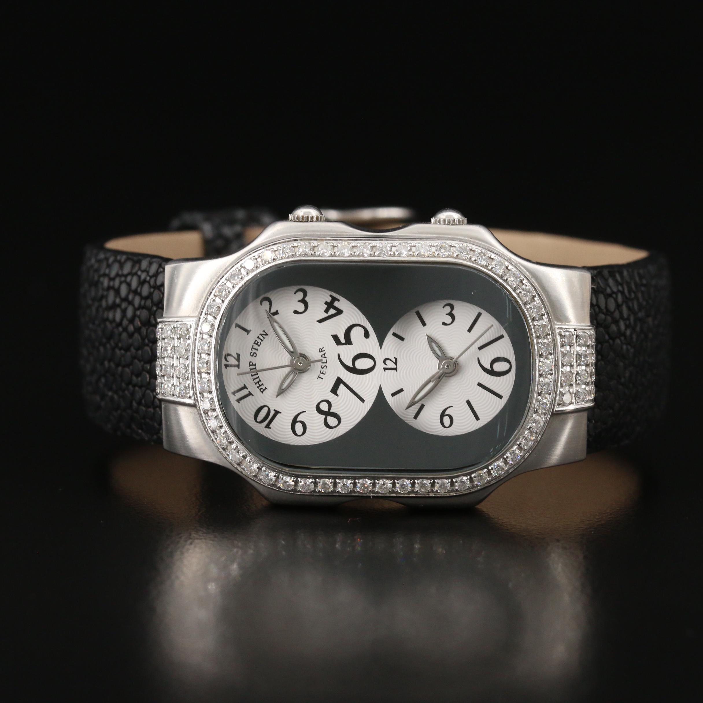 Philip Stein Teslar 1.50 CTW Diamond Double Dial Watch