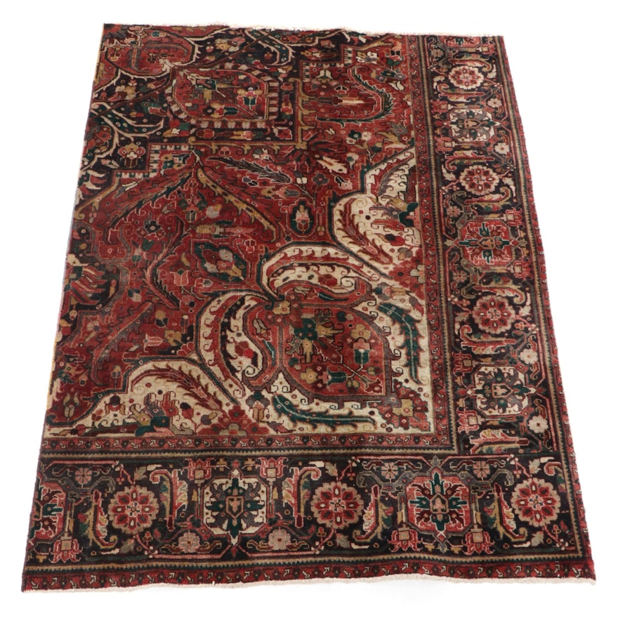 4'10 x 6'7 Hand-Knotted Persian Heriz Wool Rug