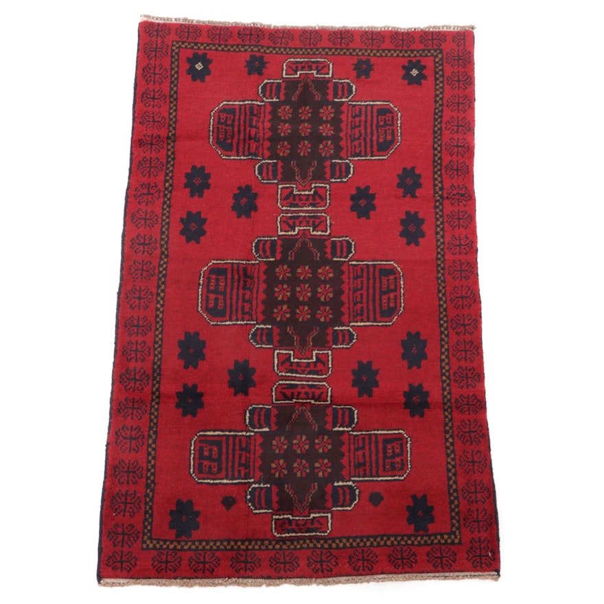 2'8 x 4'7 Hand-Knotted Afghan Tribal Balouch Wool Rug