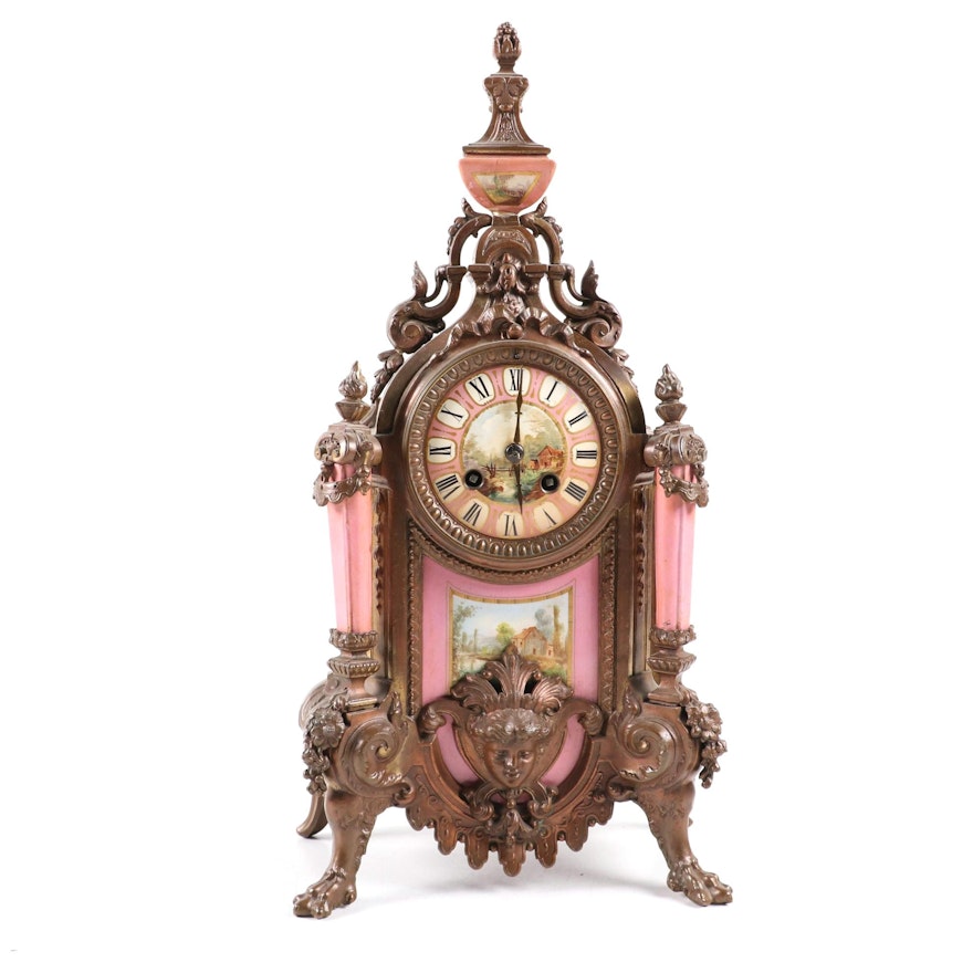 Bronze Tone French Empire Clock, Early 20th Century