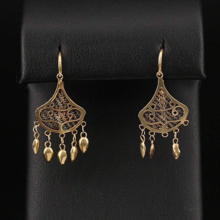 18K French Second Empire Wirework Earrings