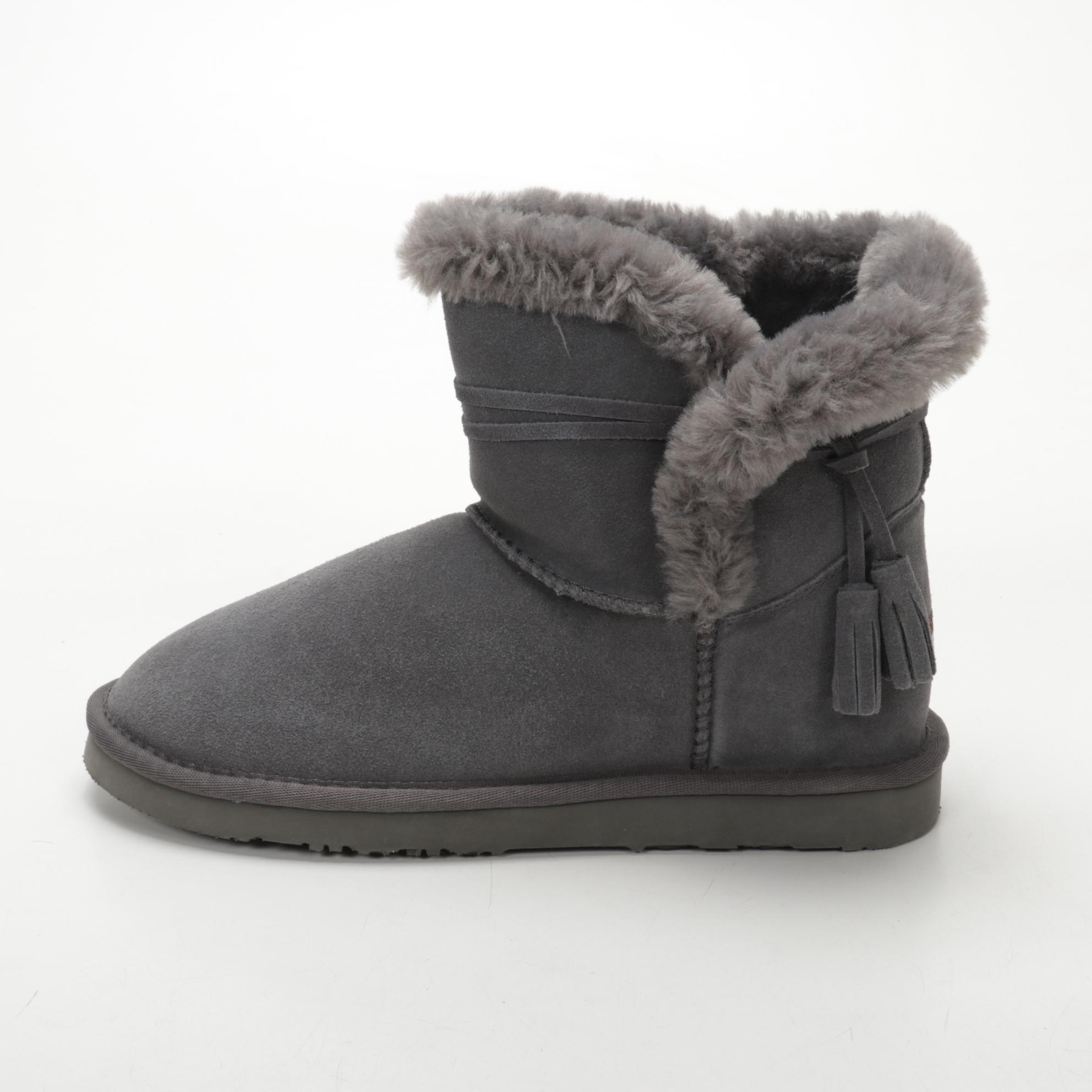 Lamo Thalia and Adele Suede Booties in Charcoal and Chestnut