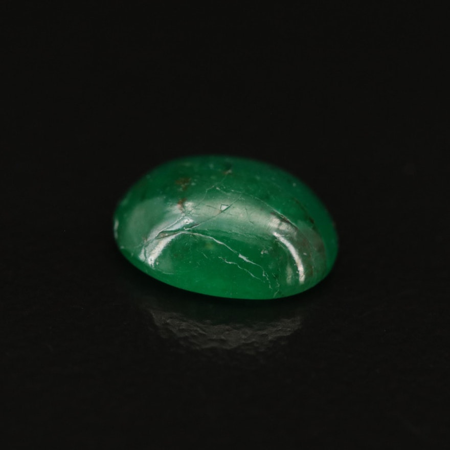 Loose 1.60 CTW Oval Cabochon Emerald Gemstone