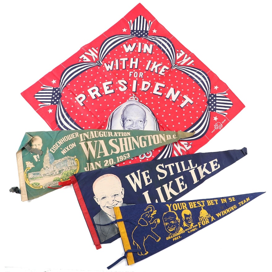 Dwight D. Eisenhower U.S. Presidential Campaign Pennants and More, 1950s