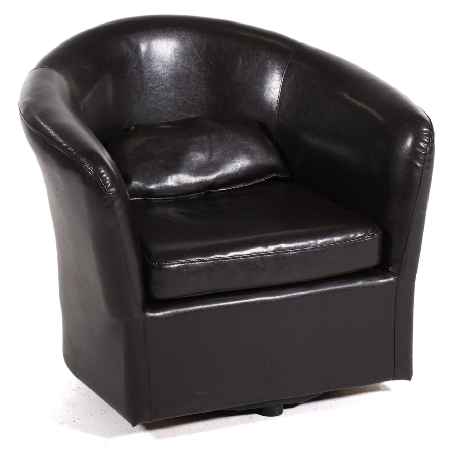 Primo International Brown Leatherette Barrel Swivel Chair