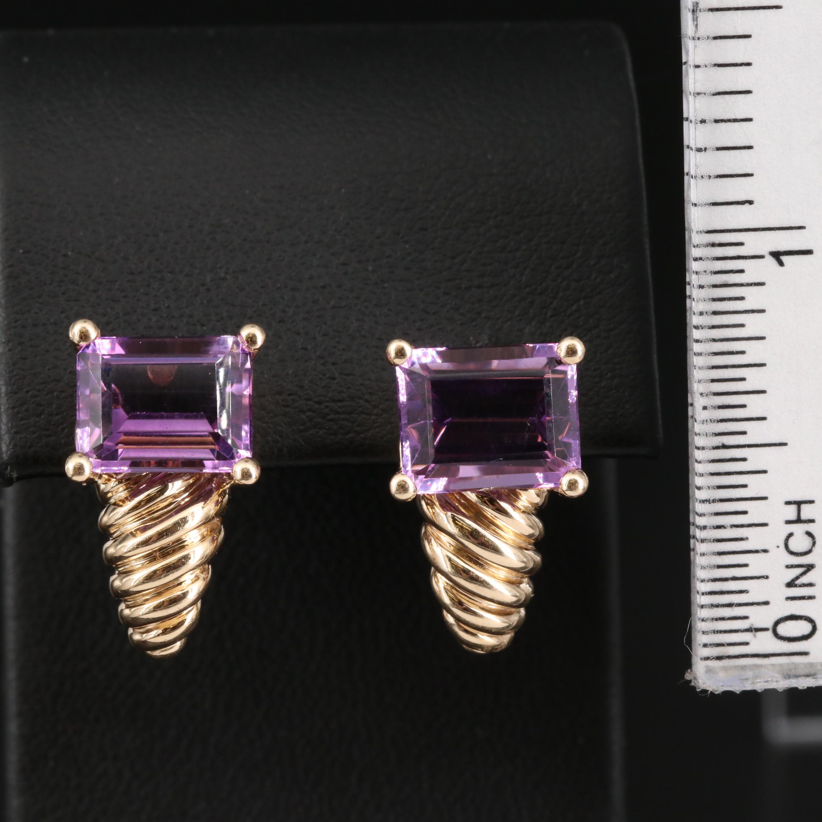 14K Amethsyt J Hoop Earrings