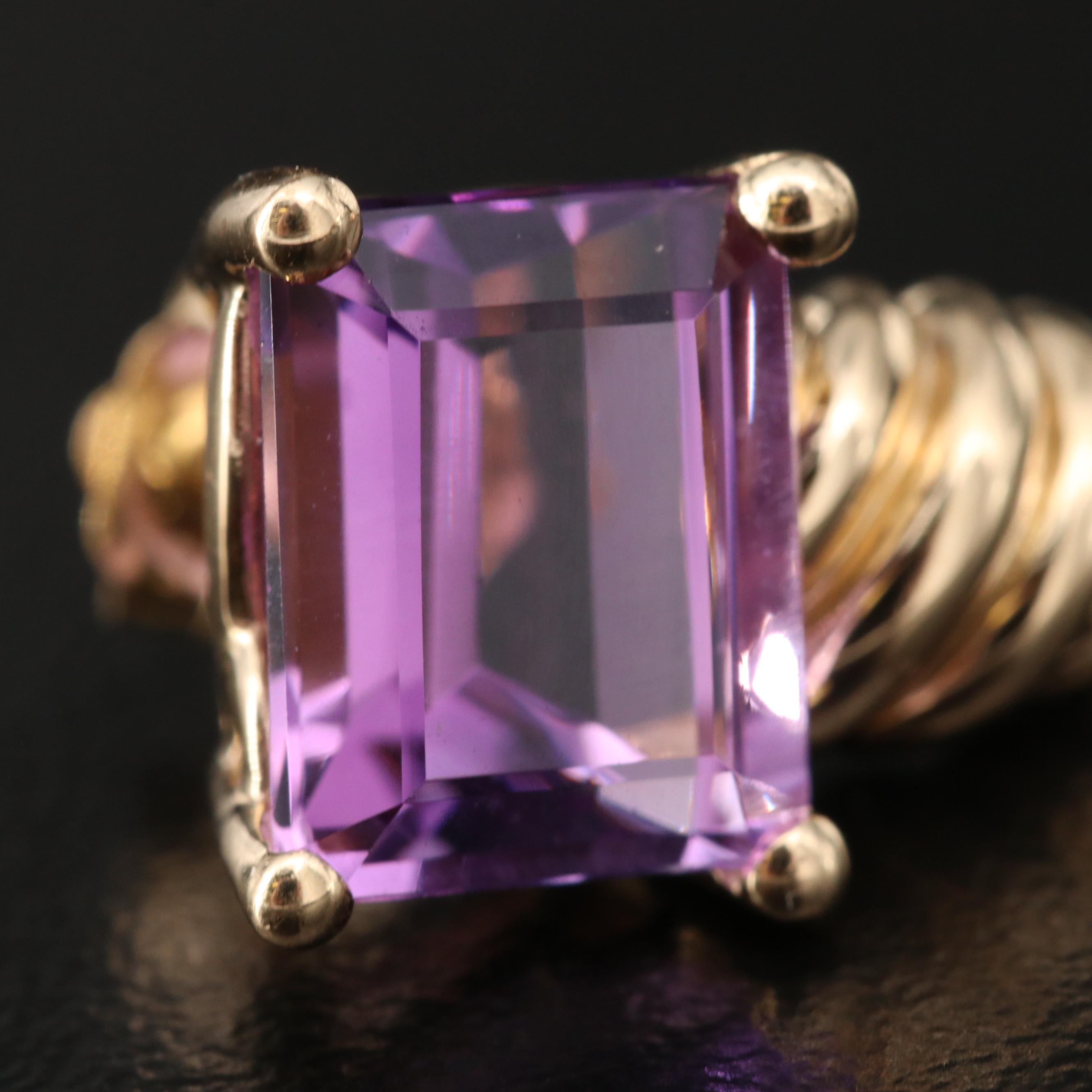 14K Amethsyt J Hoop Earrings