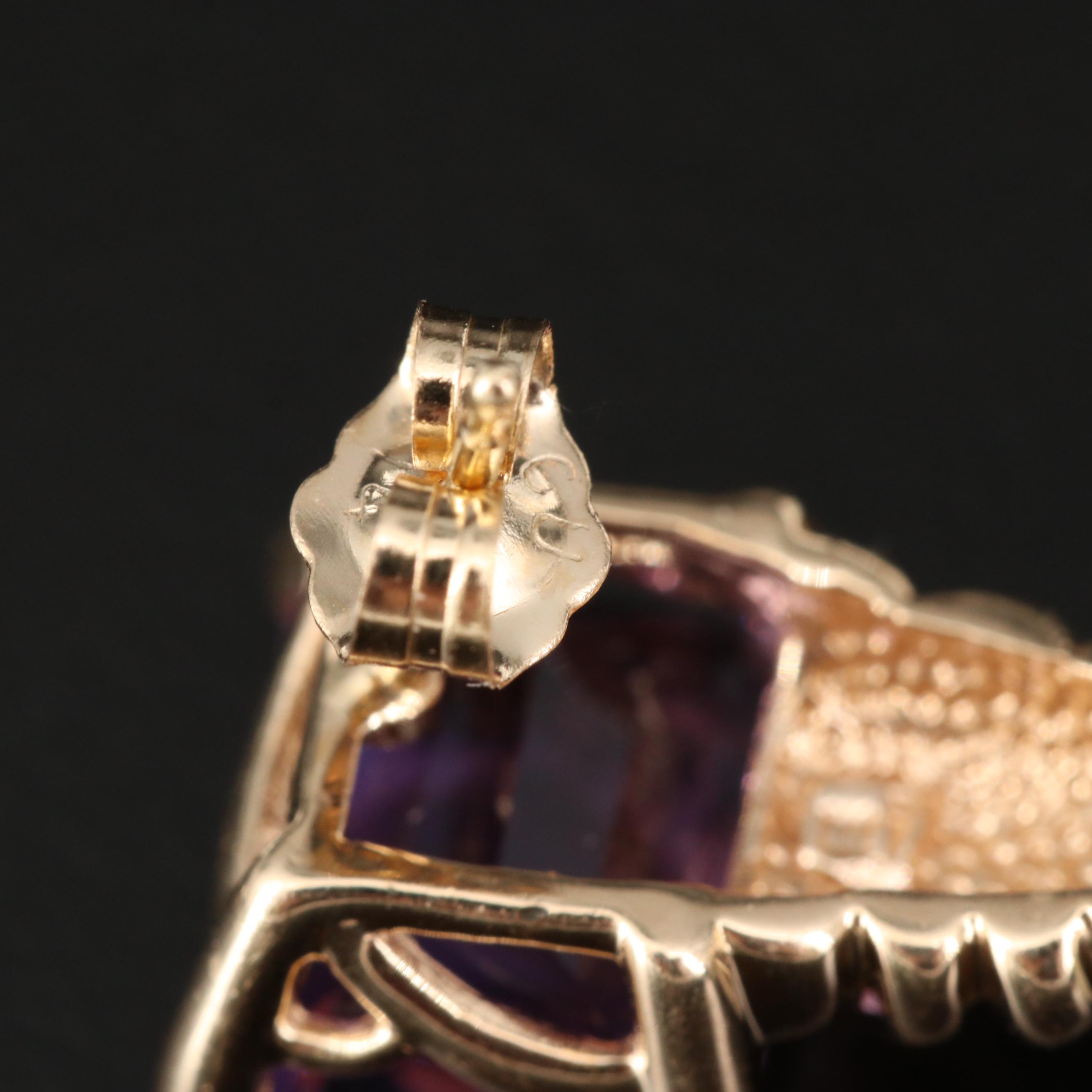 14K Amethsyt J Hoop Earrings