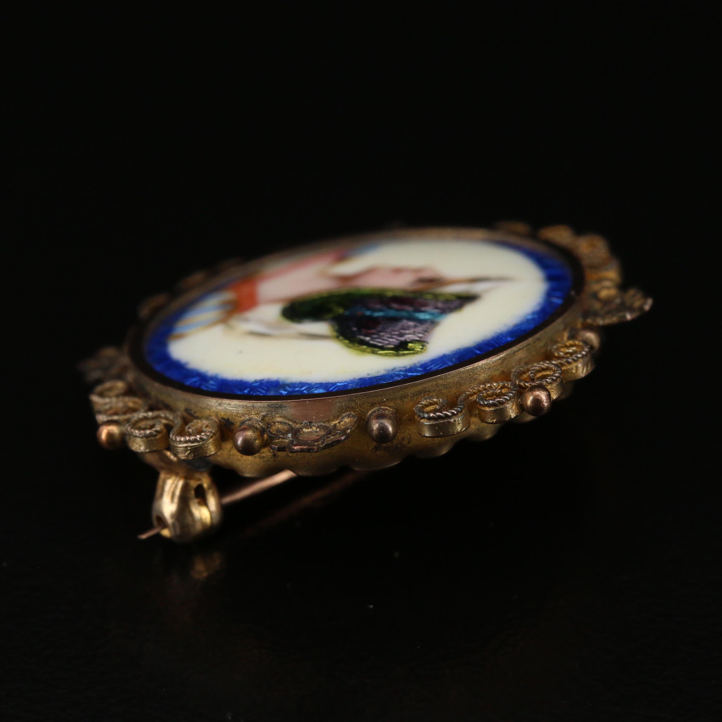 Renaissance Revival Enameled Portrait Brooch