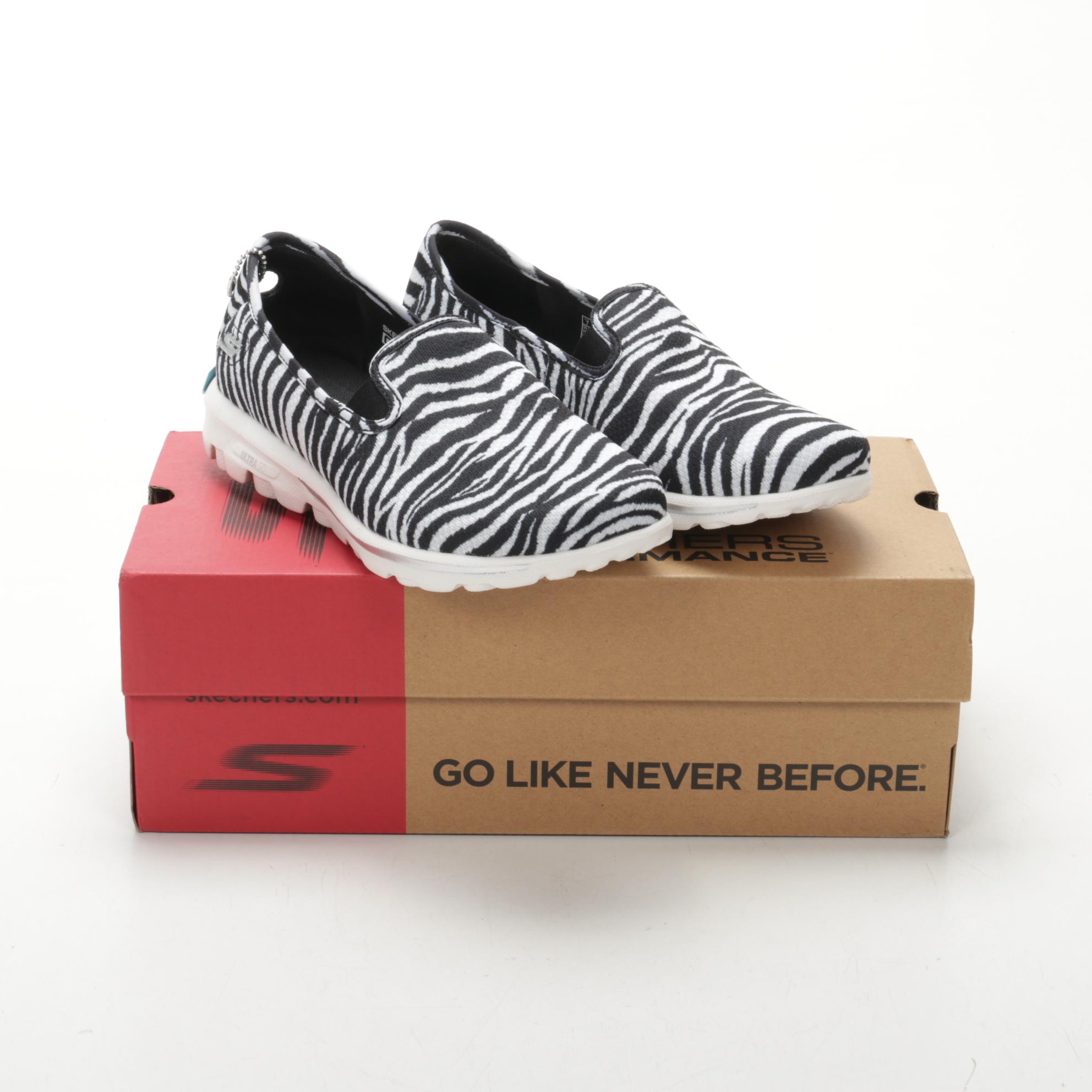 Skechers Performance Go Walk Slip-On Sneaker in Wild Thing Zebra Print
