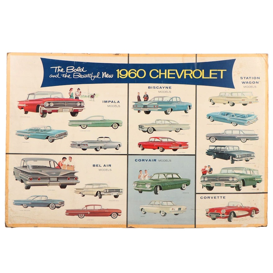 "The Bold and the Beautiful New Chevrolet" Dealership Advertising Poster, 1960