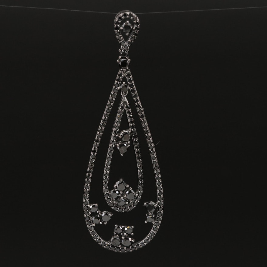 Sterling Cubic Zirconia and Spinel Teardrop Pendant