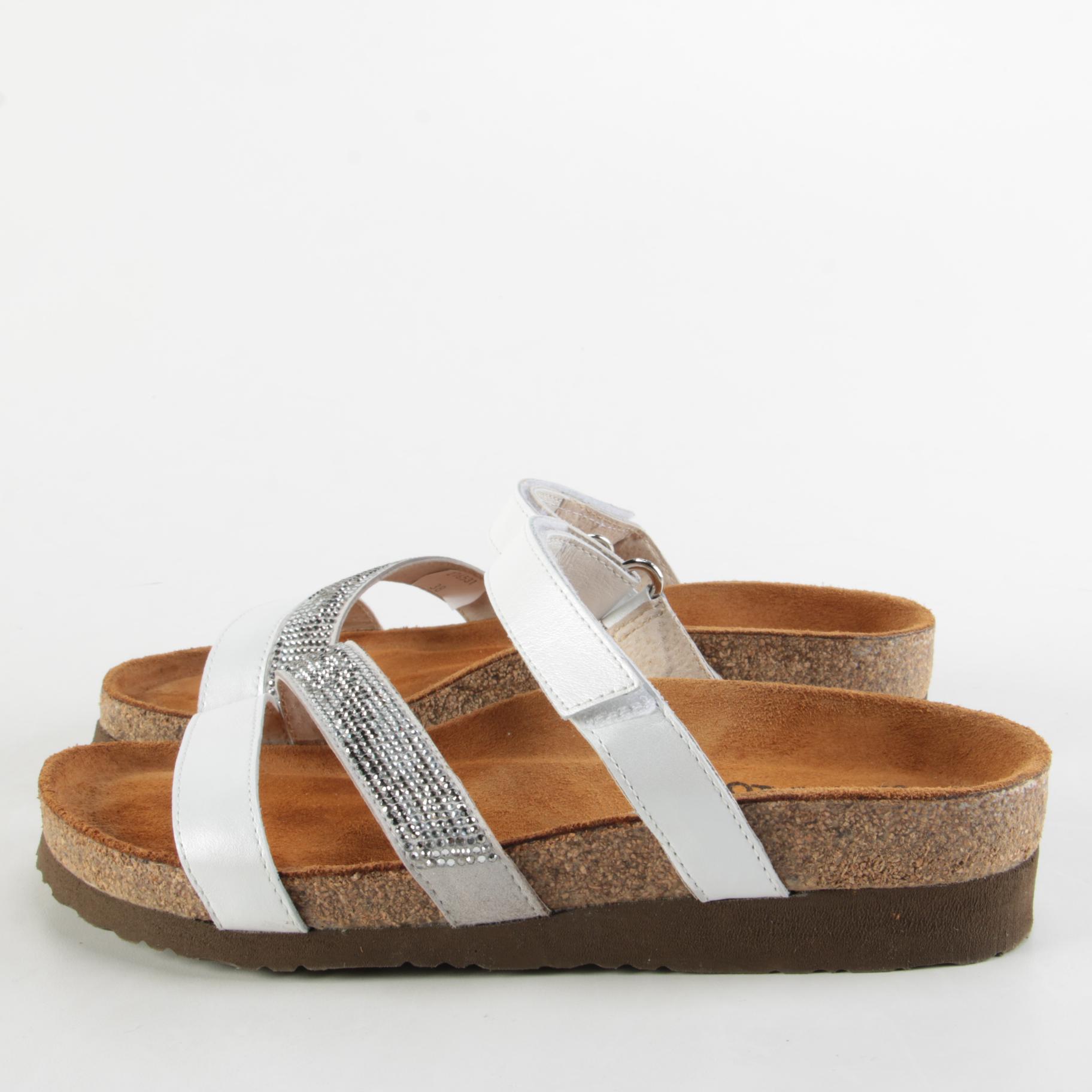 Noat Columbus Sandals in White Pearl Leather with Embellishments