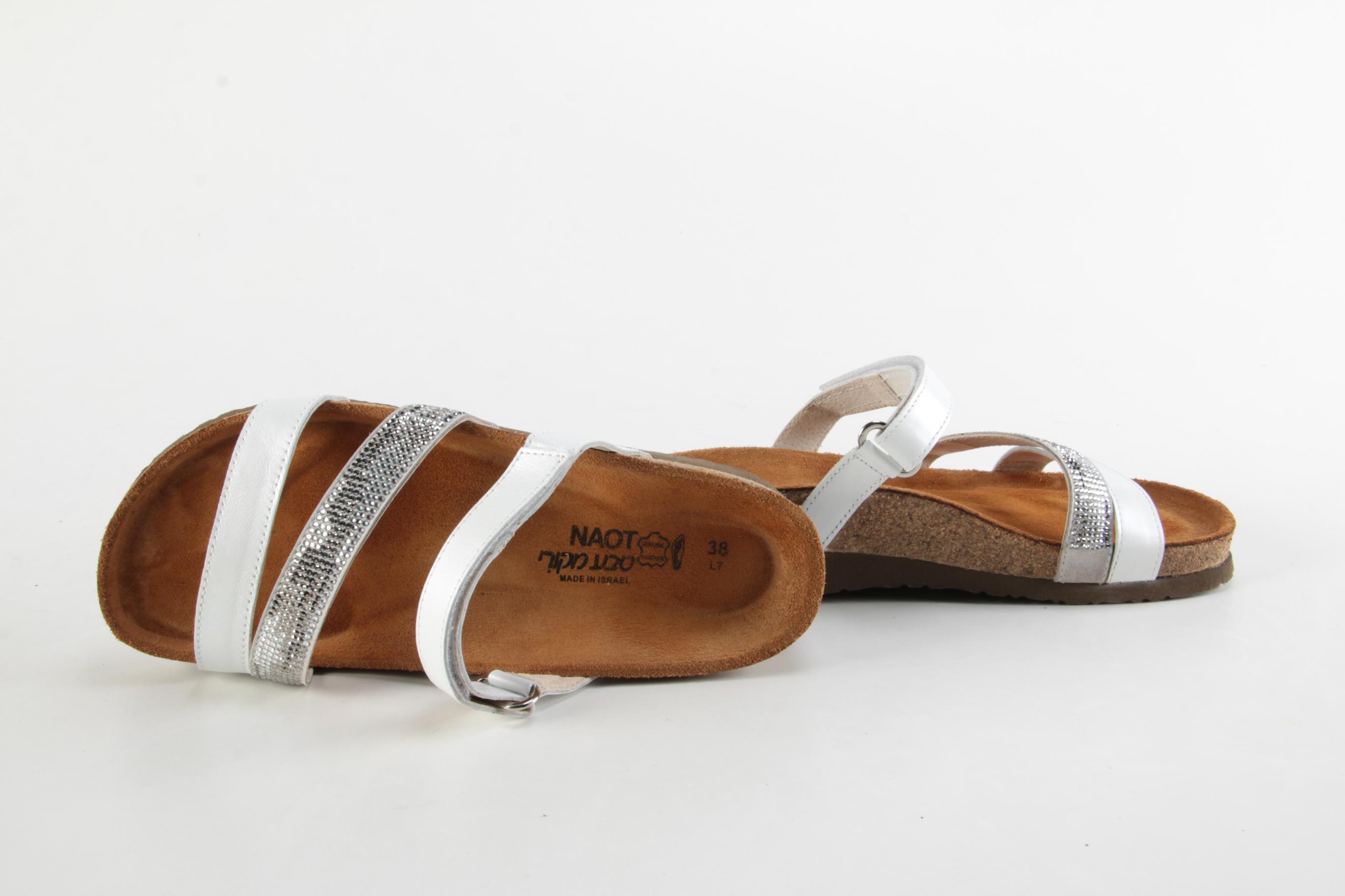 Noat Columbus Sandals in White Pearl Leather with Embellishments