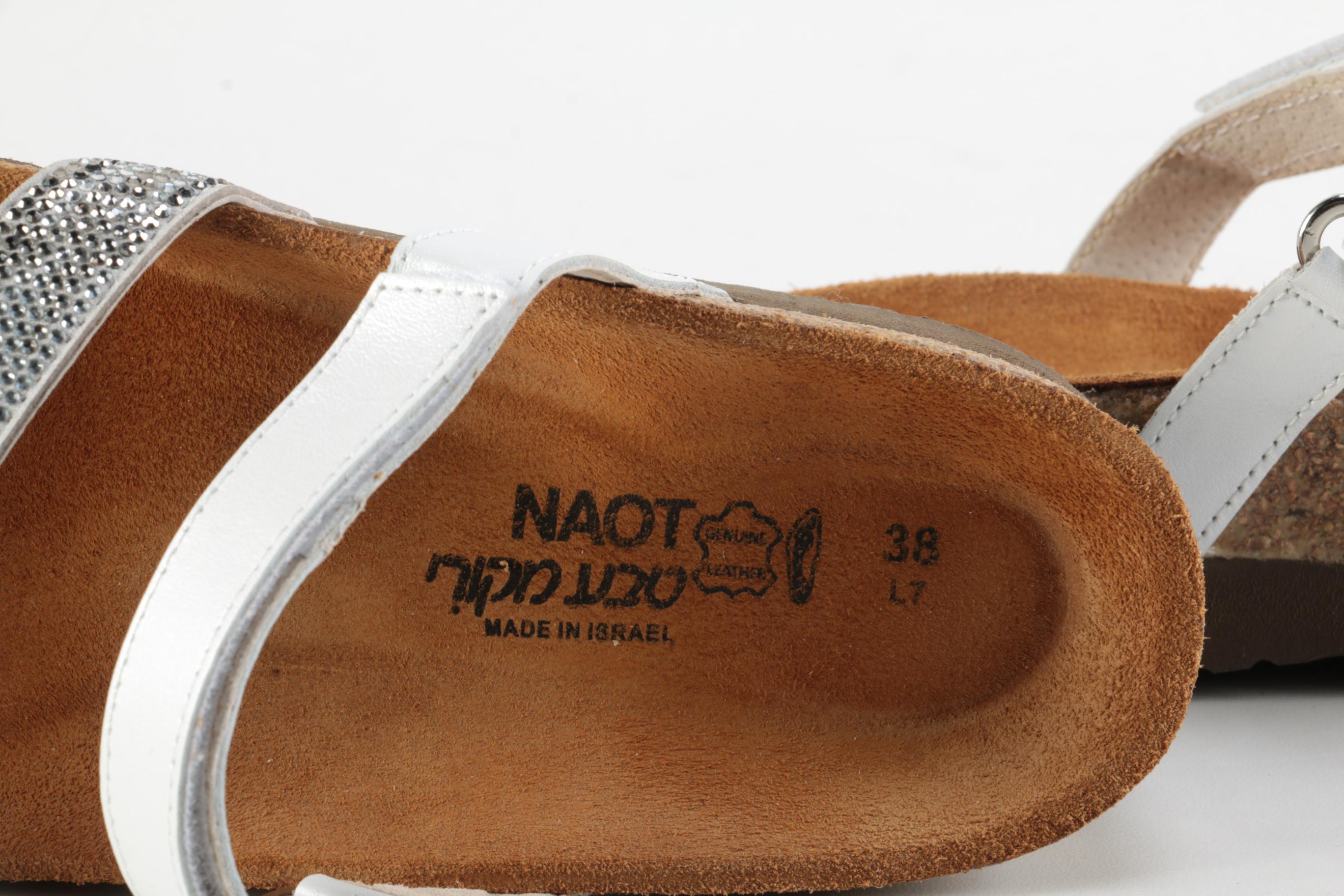 Noat Columbus Sandals in White Pearl Leather with Embellishments