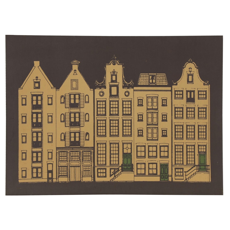 Giclée of Apartment Street Scene, Late 20th Century