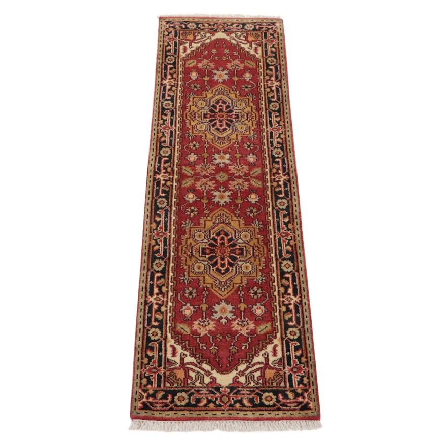 2'6 x 8'6 Hand-Knotted Indo-Persian Heriz Serapi Carpet Runner, 2010s