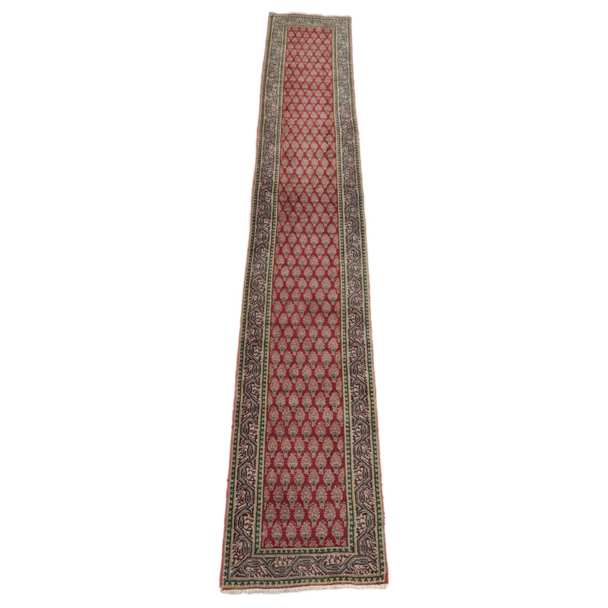 2'6 x 15'10 Hand-Knotted Persian Tabriz Mir Carpet Runner, 1970s