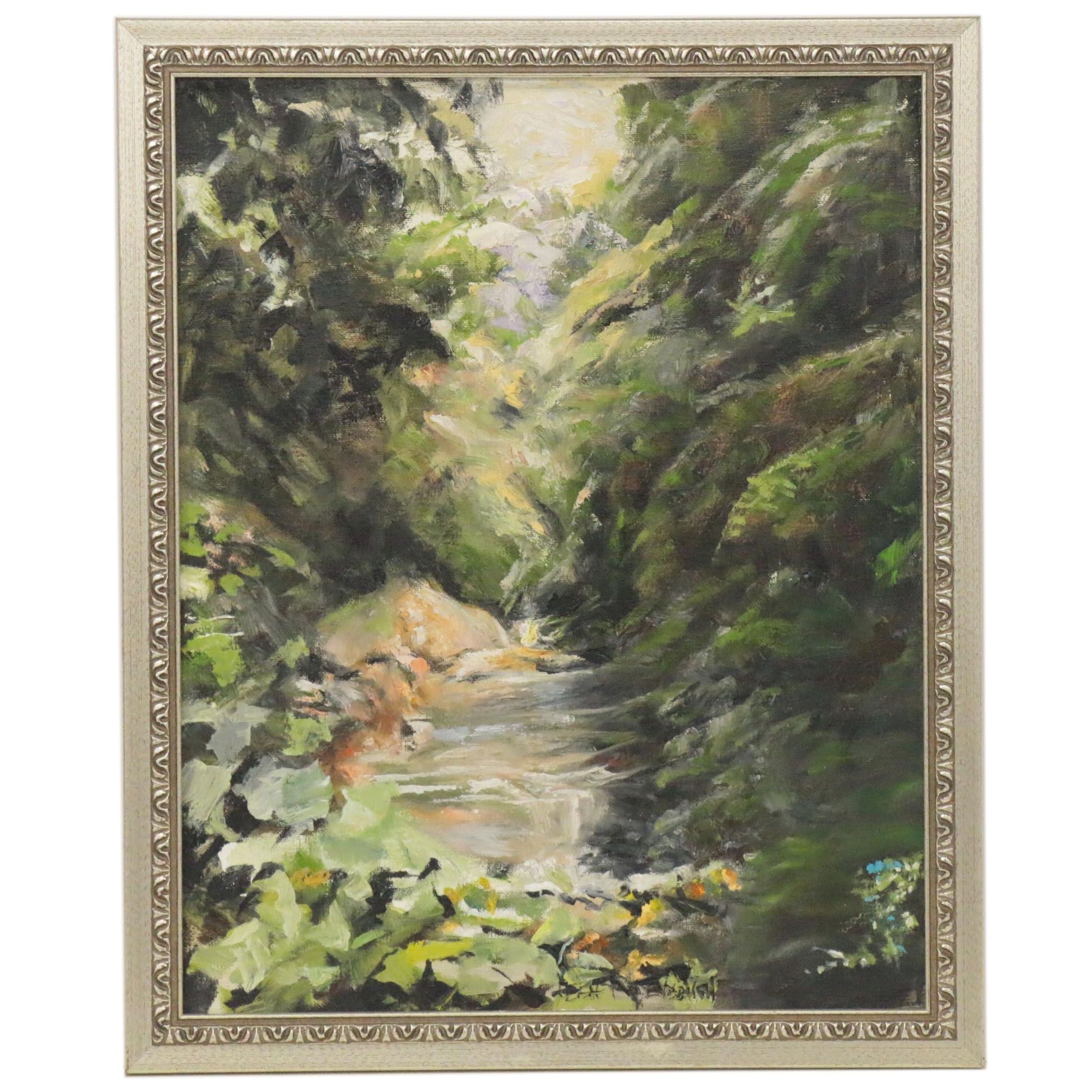 Leigh Rodenbough Landscape Oil Painting, Late 20th Century