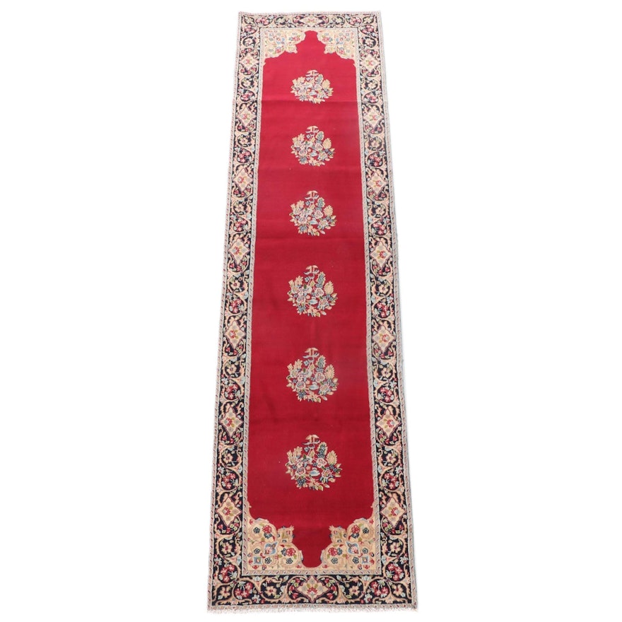 2'11 x 11'10 Hand-Knotted Persian Yazd Wool Carpet Runner