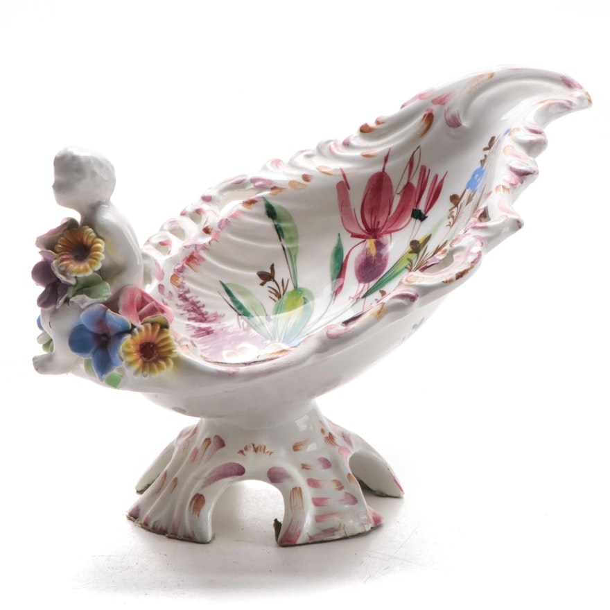 Weil Italian Hand-Painted Ceramic Compote