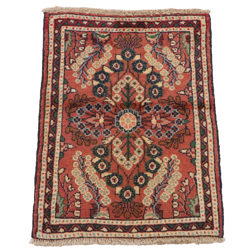 1'11 x 2'7 Hand-Knotted Persian Lilihan Accent Rug, 1980s