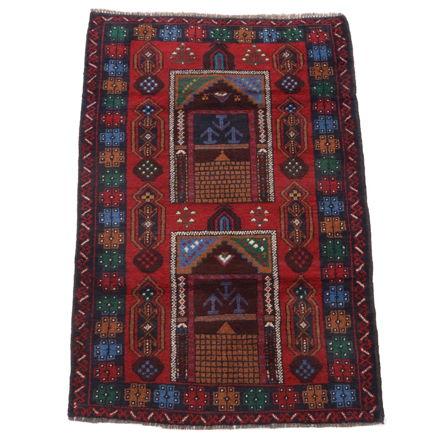 2'11 x 4'8 Hand-Knotted Persian Baluch Pictorial Accent Rug, 2000s