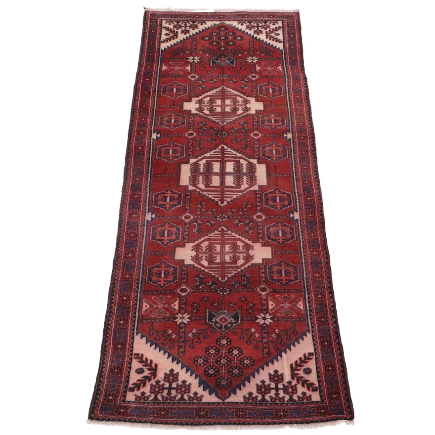 3'10 x 10'1 Hand-Knotted Persian Wide Carpet Runner, 1970s