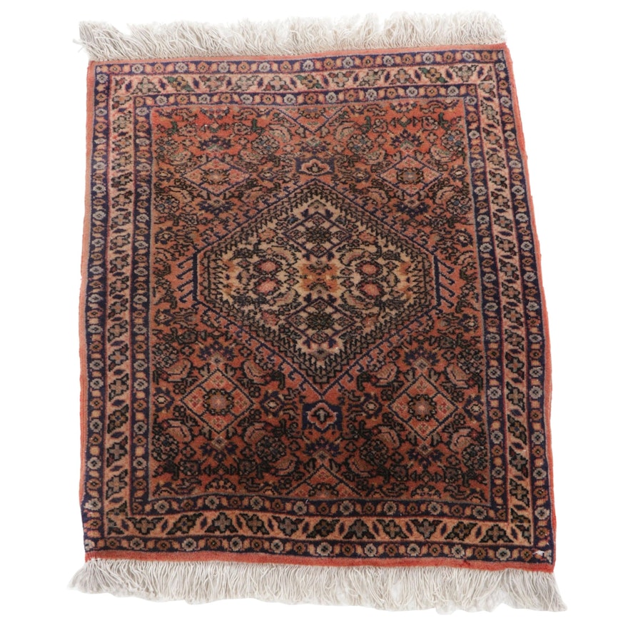1'9 x 2'3 Hand-Knotted Persian Bijar Accent Rug, 1970s