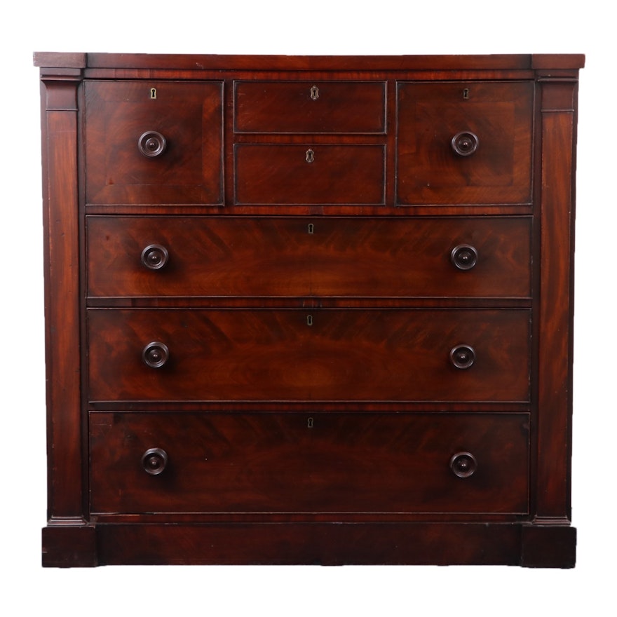 Victorian Figured Mahogany Chest of Drawers, Mid-19th Century