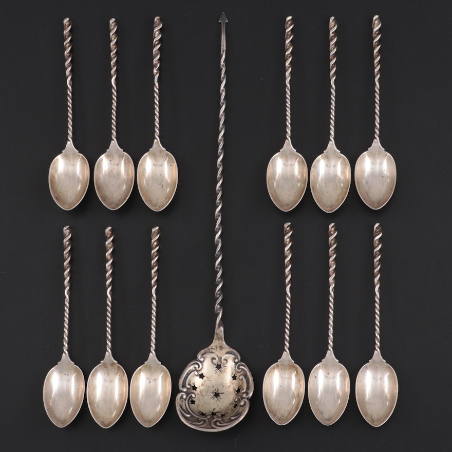 Whiting Mfg. Co. Sterling Twist Handle Demitasse Spoons and Other Olive Spoon