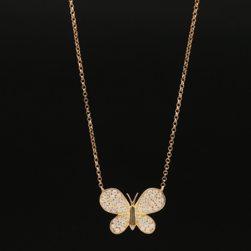 Sterling Cubic Zirconia Butterfly Necklace