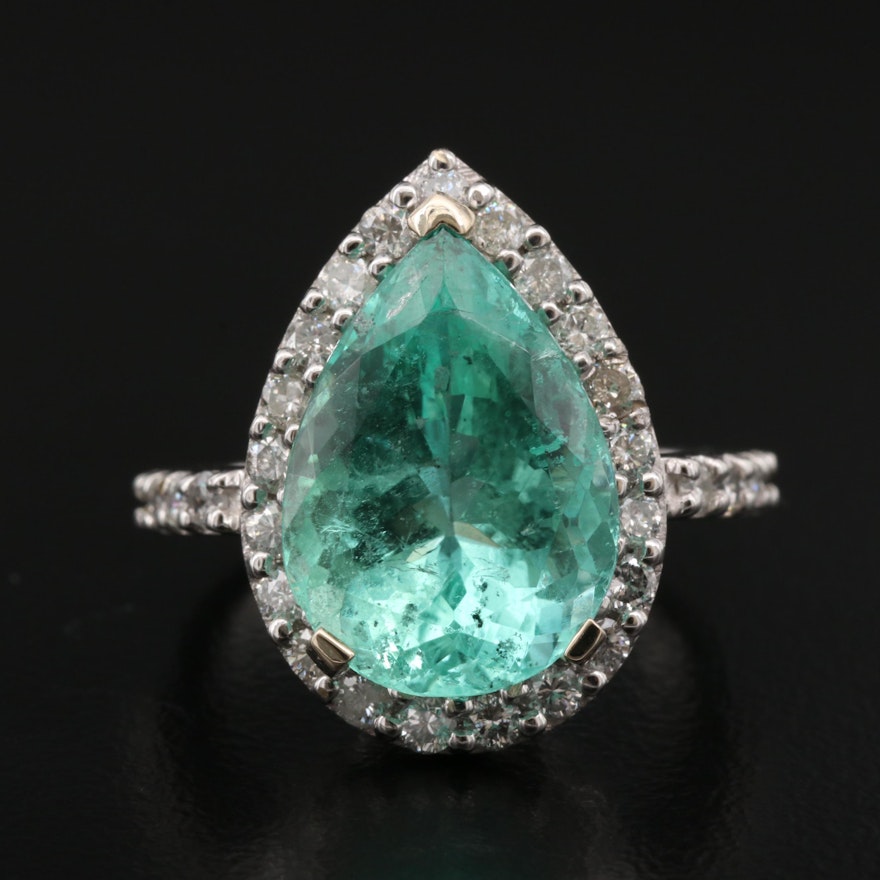 14K 6.51 CT Emerald and Diamond Ring with GIA Report