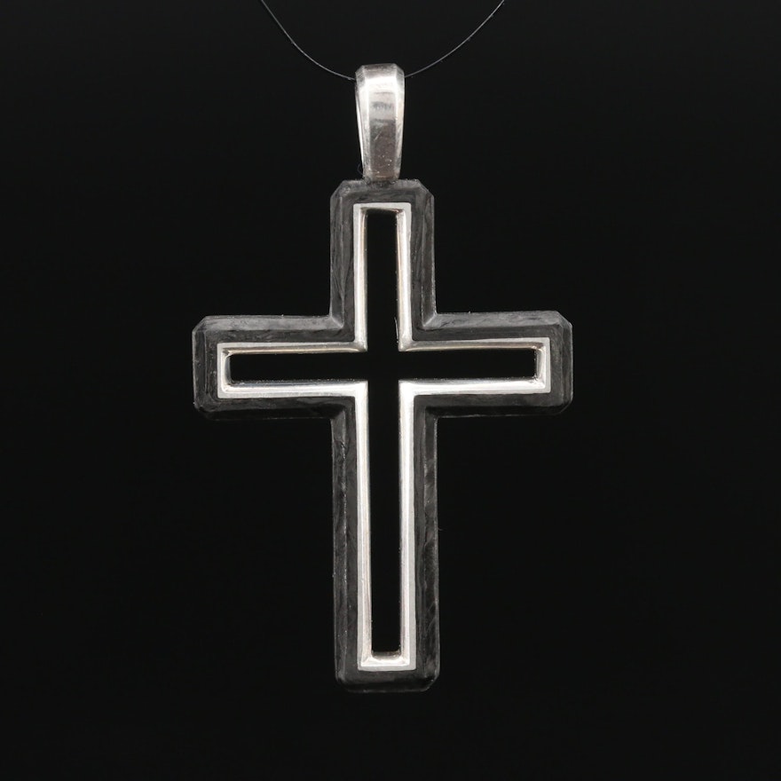 David Yurman Forged Carbon Sterling Silver Cross Pendant