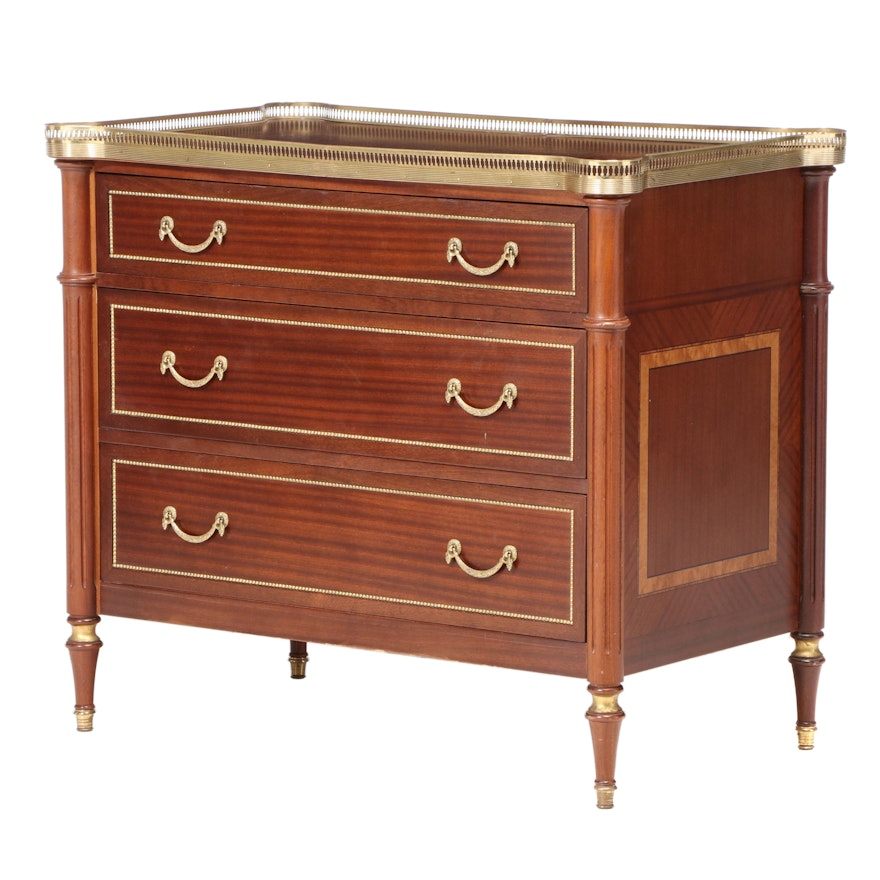 Neoclassical Style Brass-Mounted Mahogany Commode, 20th Century