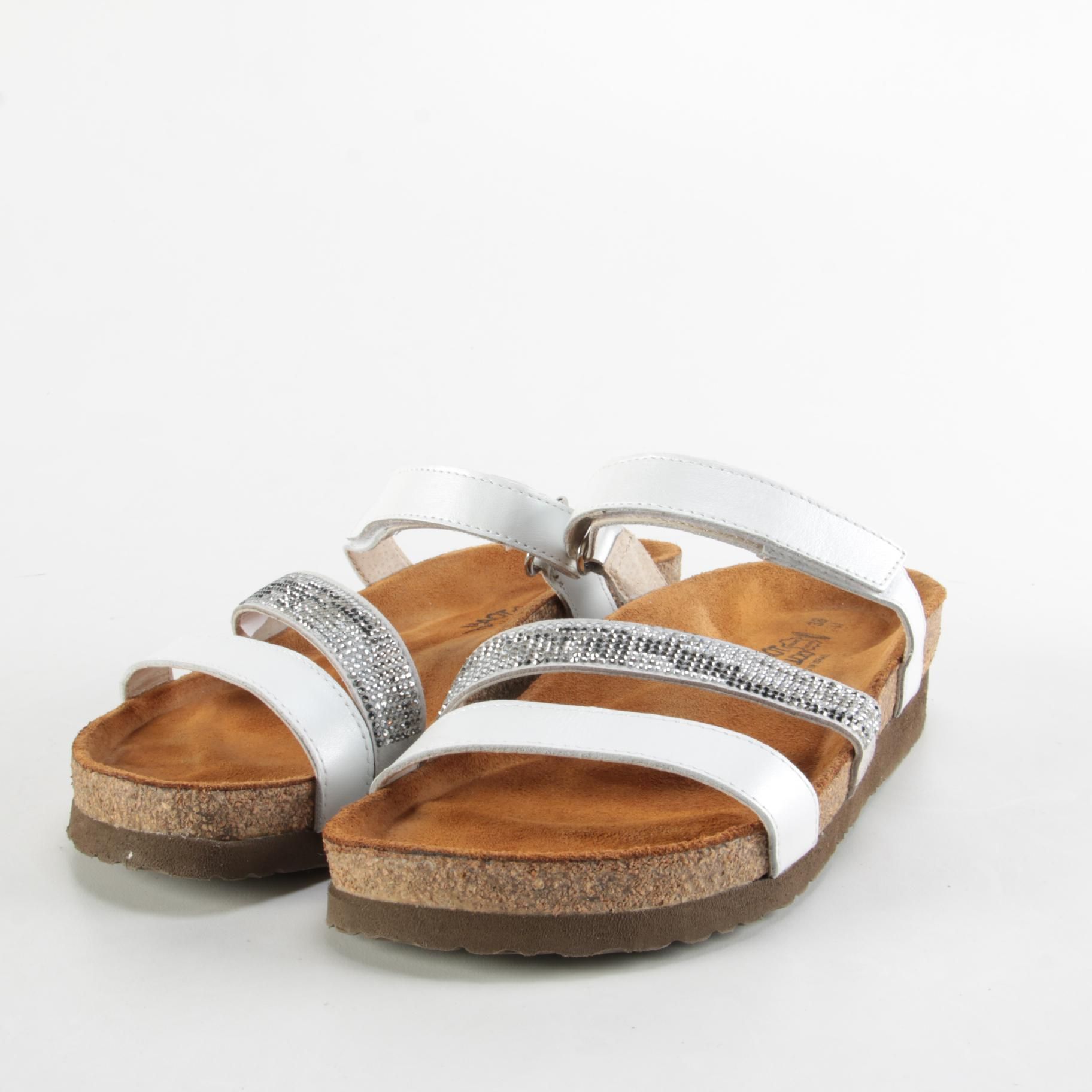 Noat Columbus Sandals in White Pearl Leather with Embellishments