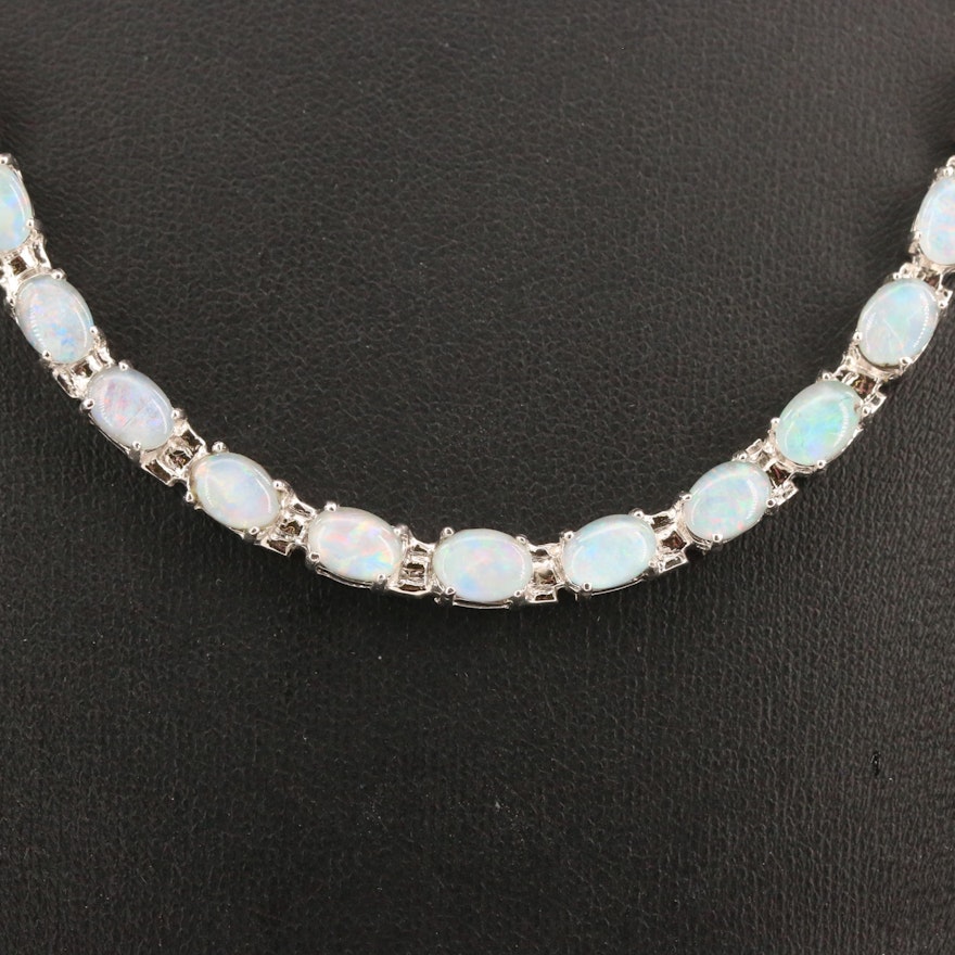 Sterling Silver Opal Riviére Necklace