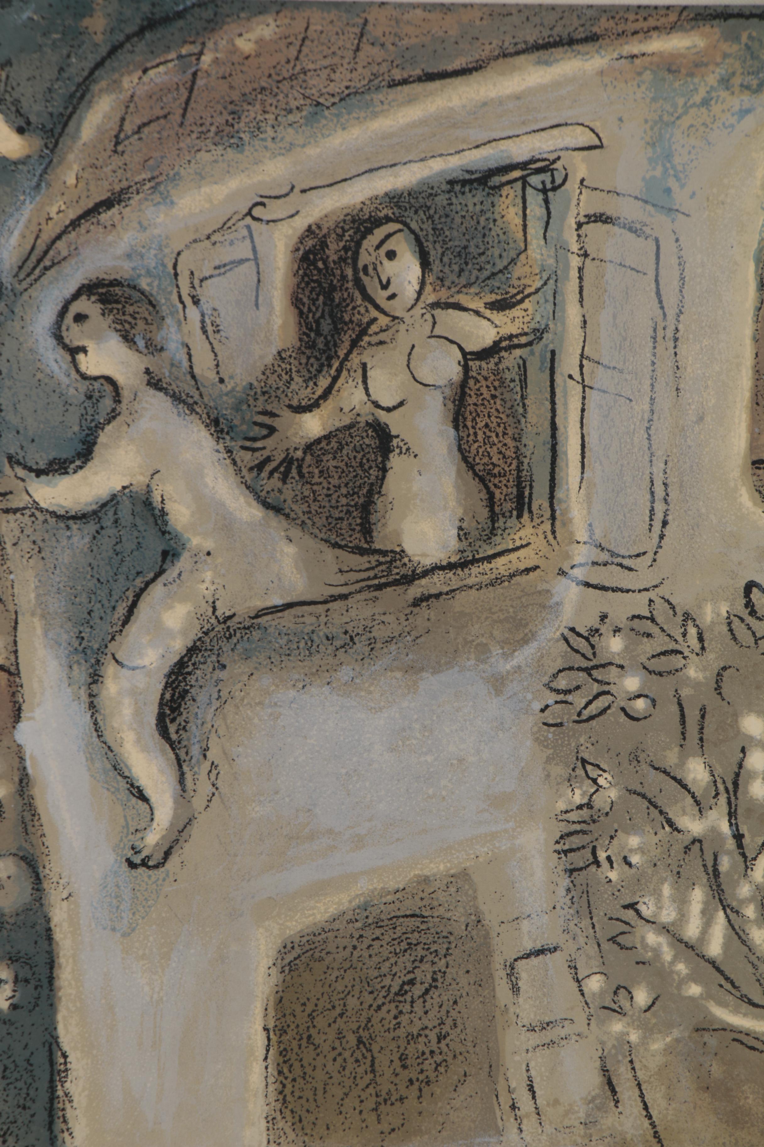 Marc Chagall Lithograph "David Saved by Michal" for "Verve," 1960