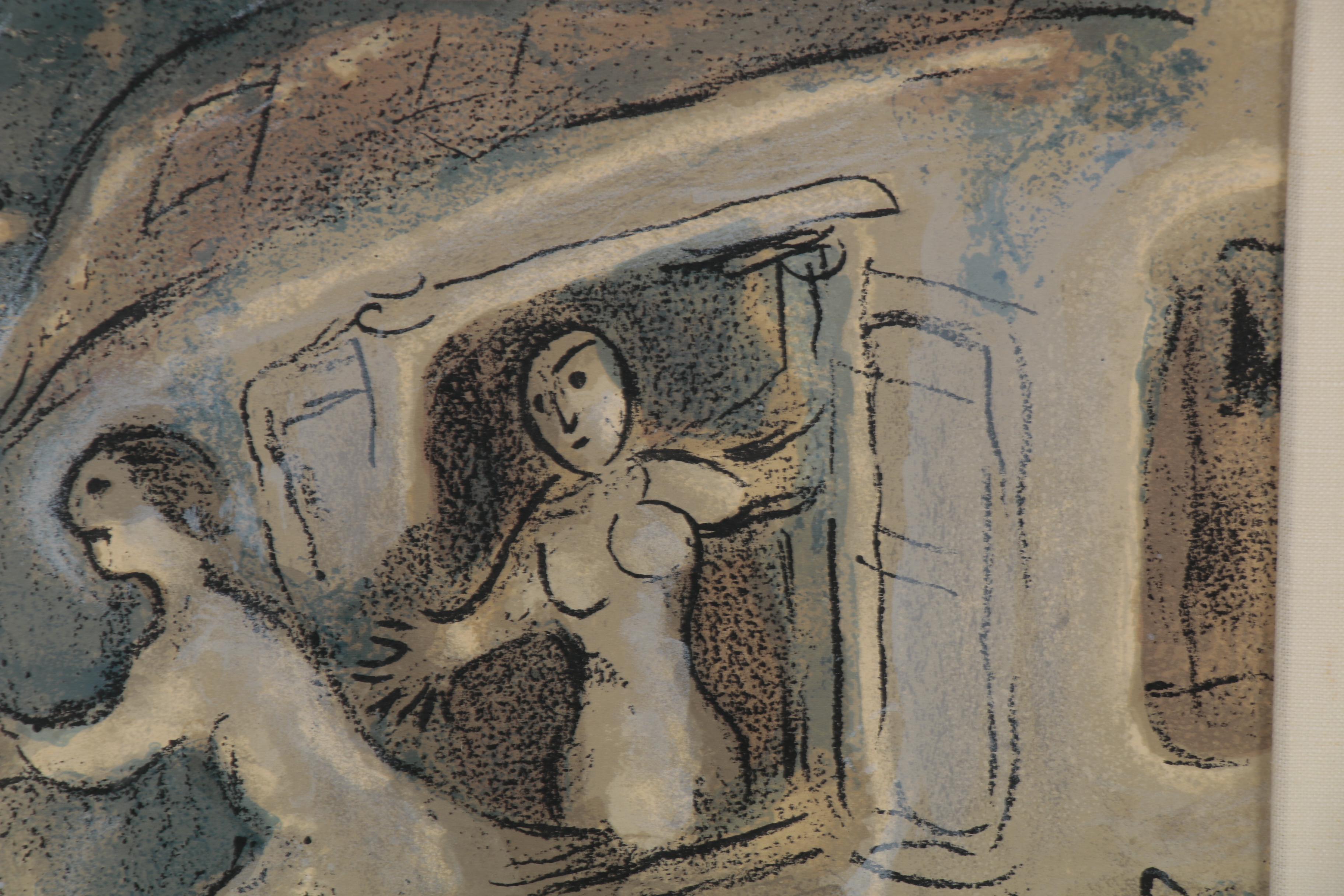 Marc Chagall Lithograph "David Saved by Michal" for "Verve," 1960