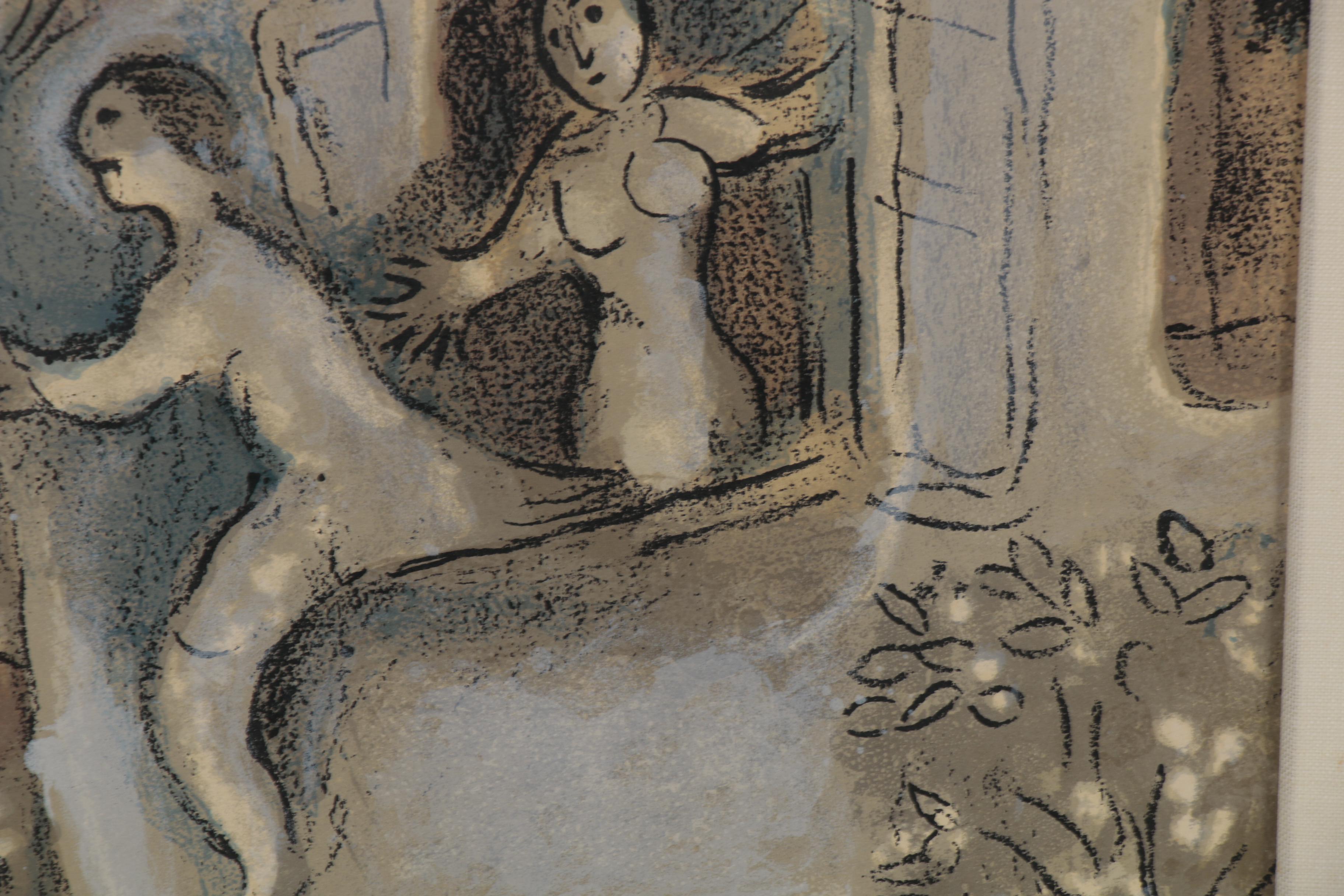 Marc Chagall Lithograph "David Saved by Michal" for "Verve," 1960