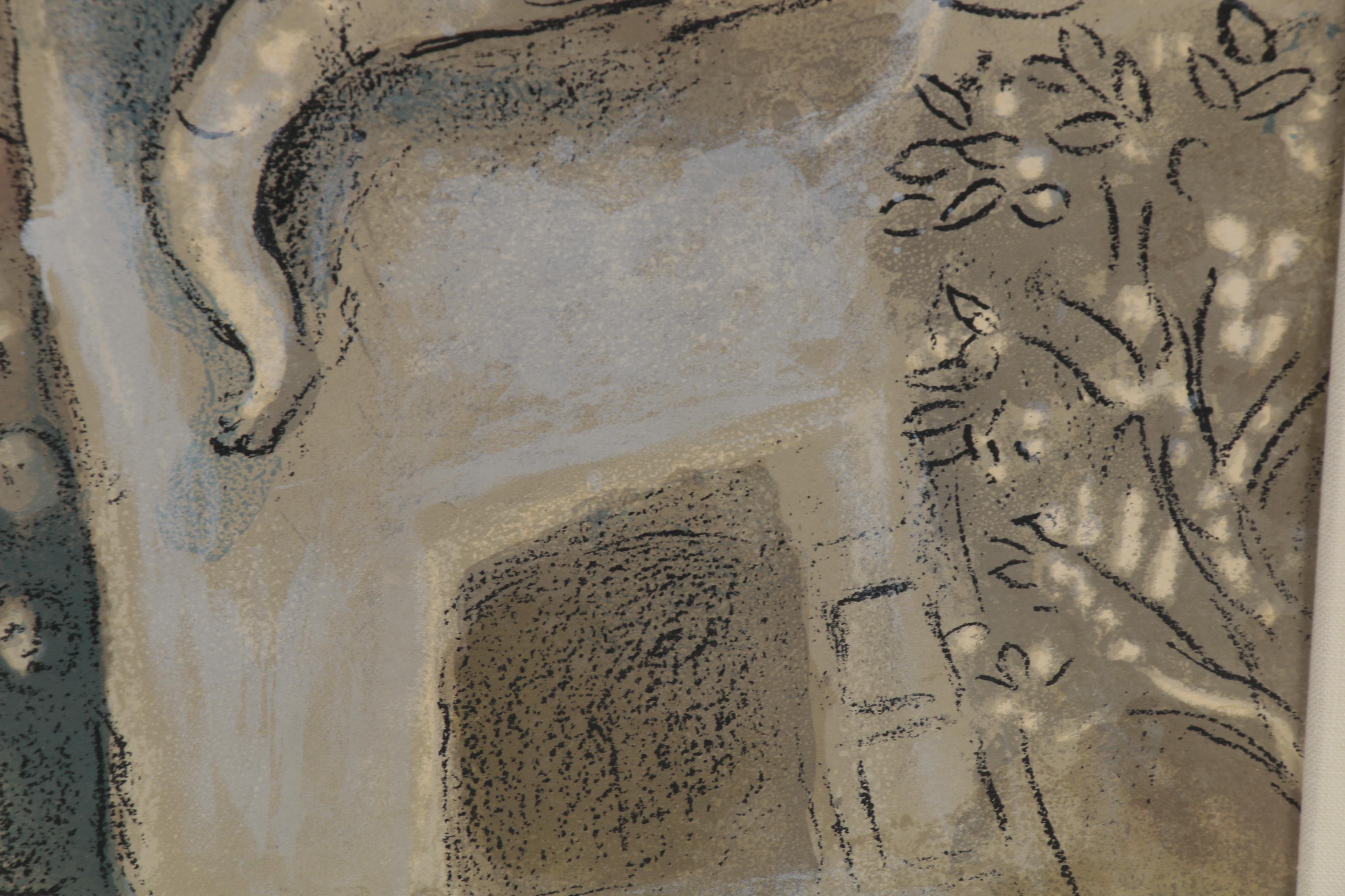 Marc Chagall Lithograph "David Saved by Michal" for "Verve," 1960