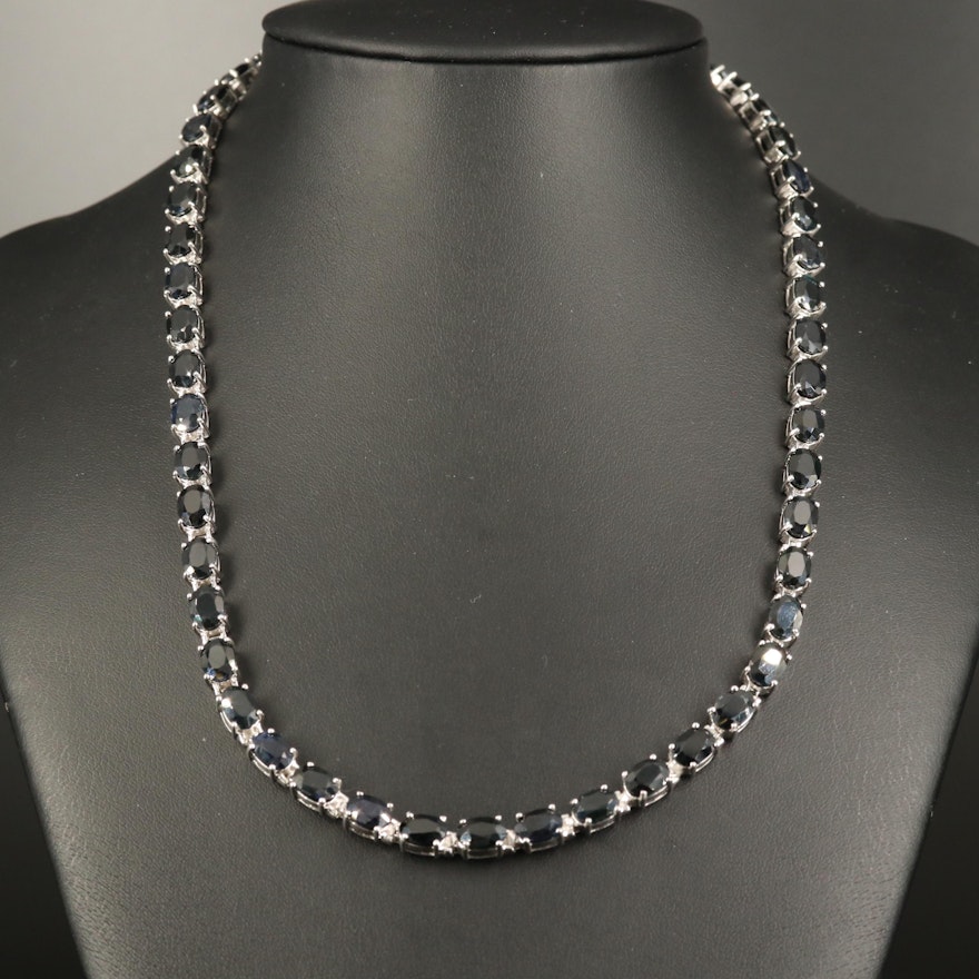 Sterling Sapphire Line Necklace