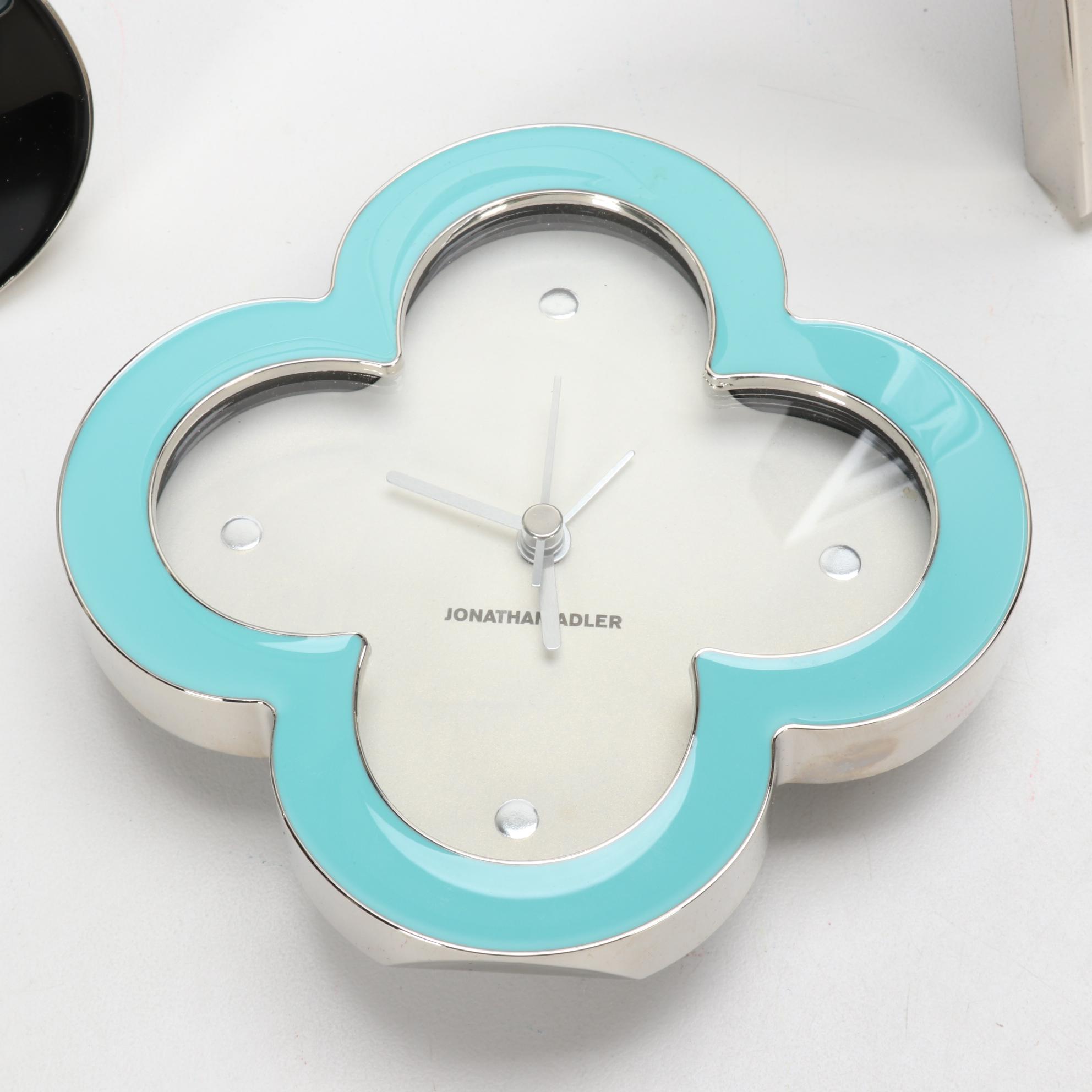 Jonathan Adler Enameled Metal Frames and Table Clock