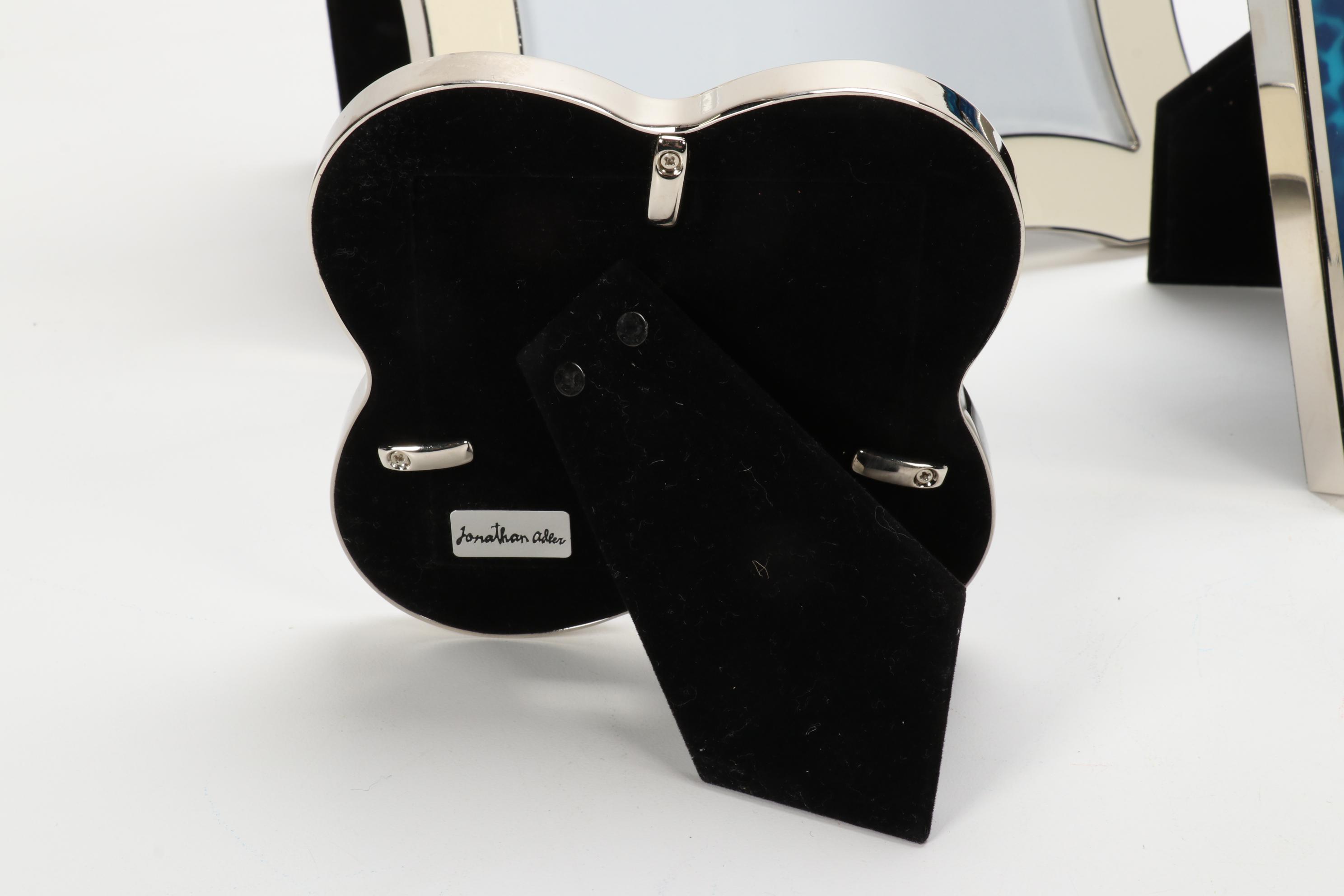 Jonathan Adler Enameled Metal Frames and Table Clock