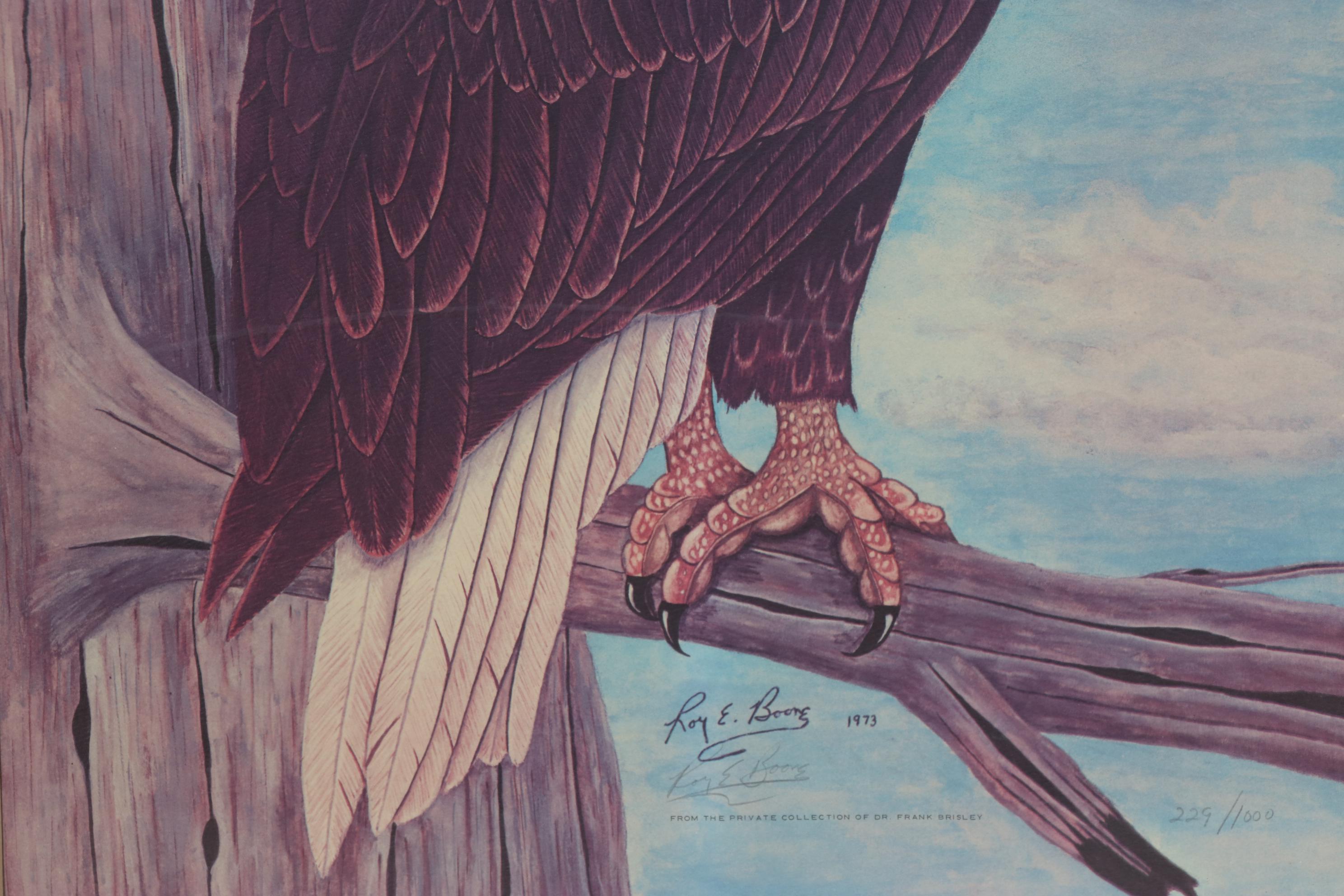 Roy E. Boone Offset Lithograph "Bald Eagle," circa 1973