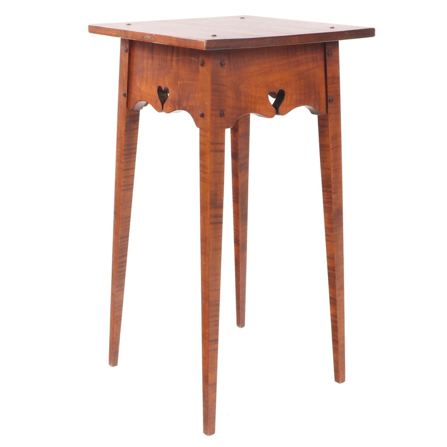 David T. Smith American Primitive Style Curly Maple End Table, circa 2000