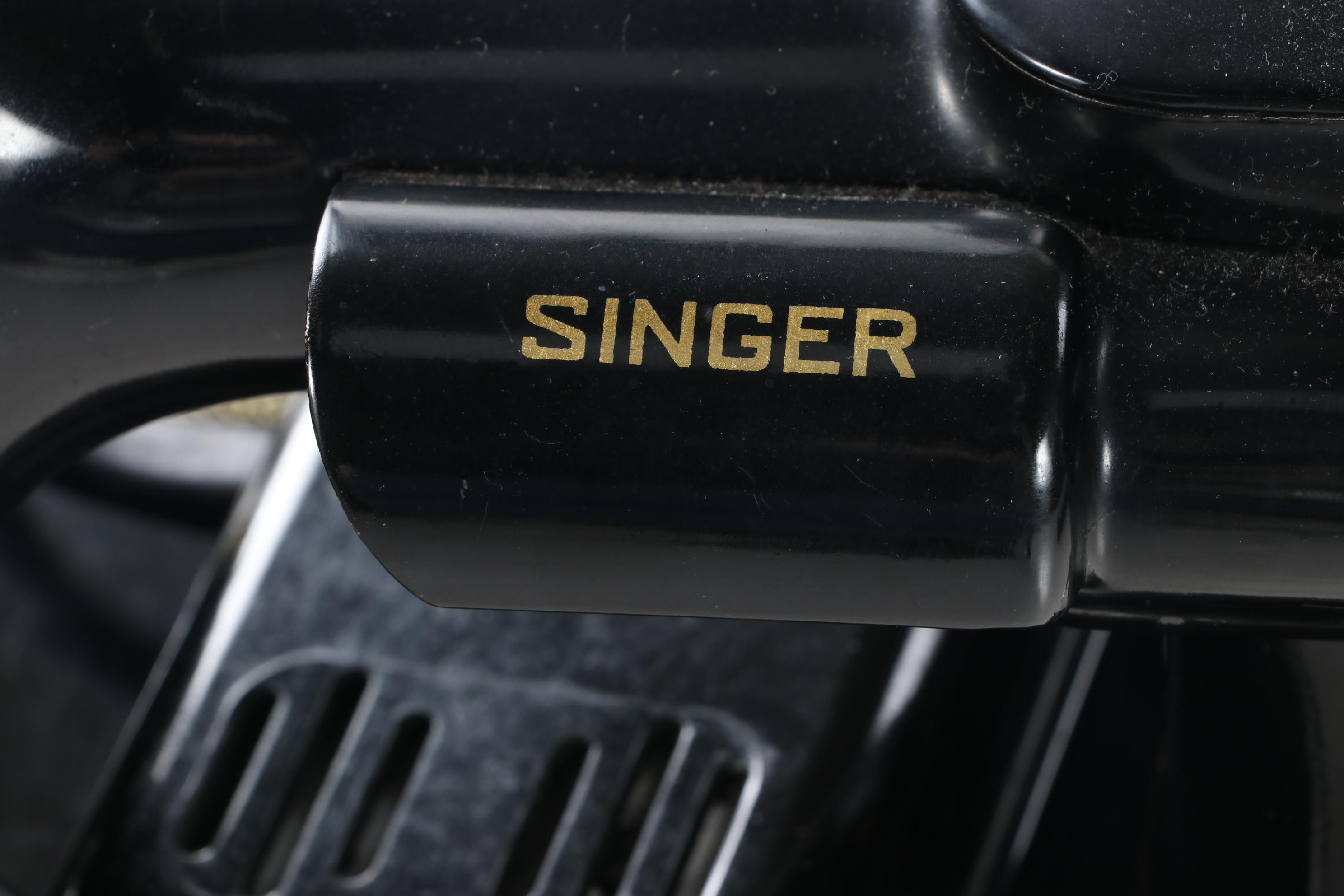 Singer "221-1" Portable Electric Sewing Machine with Accessories and Case